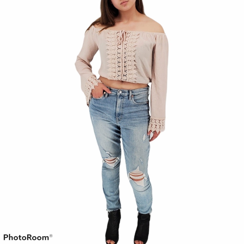 Gap denim raw hem ripped skinny jeans